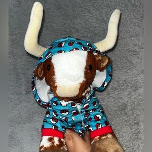 Build-A-Bear Texas Longhorn Spotted Cow Bull Plush With Pokemon Outfit
